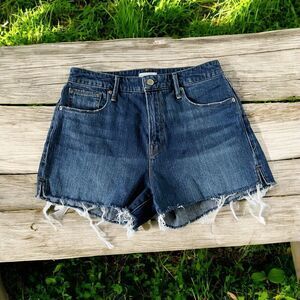 Good American The Cut-Off High Waisted Denim Jean Short Size 8/29 Dark Wash